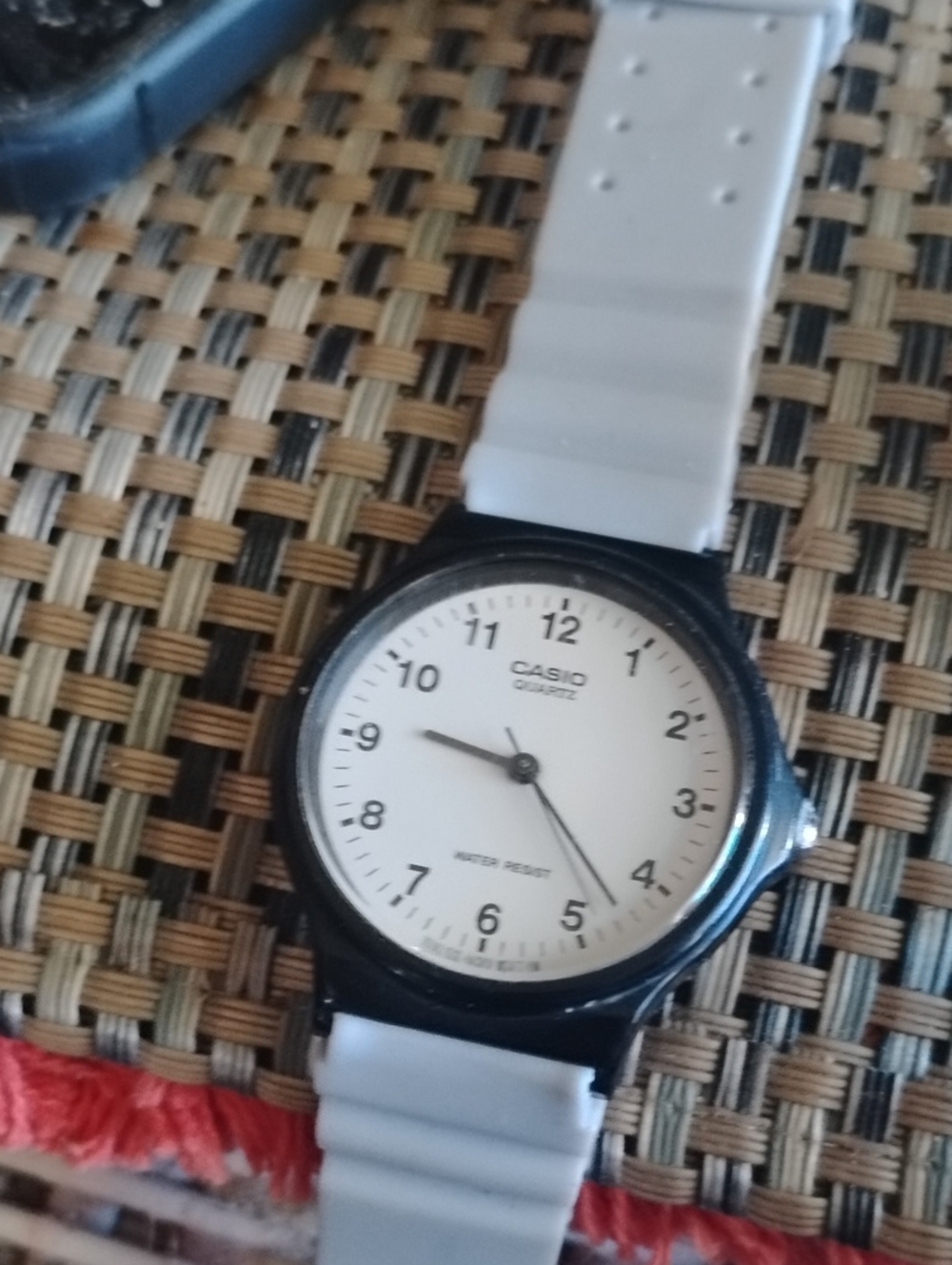 Casio White Dial Watch with Light Gray Strap